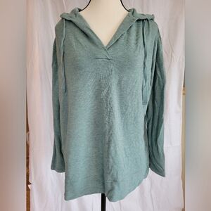 Lou & Grey for LOFT green v-neck hooded long sleeve t-shirt S